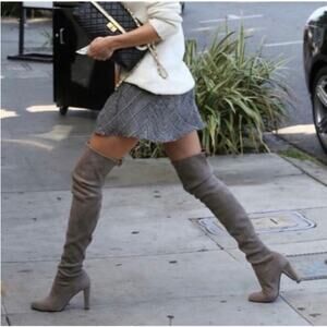 Stuart Weitzman Highland Stretch Suede OTK Londra Boots Gray Size 8.5 Iconic